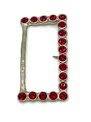 Vintage Spring 1995 Todd Oldham Ruby Red Swarovski Crystal Silver Plated Belt Buckle