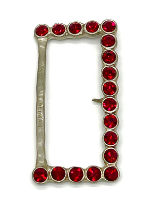 Vintage Spring 1995 Todd Oldham Ruby Red Swarovski Crystal Silver Plated Belt Buckle