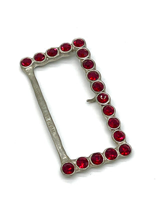 Vintage Spring 1995 Todd Oldham Ruby Red Swarovski Crystal Silver Plated Belt Buckle