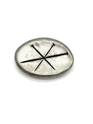 Vintage Todd Oldham 1994 Dreams Collection Oval Silver-Plated Nail Belt Buckle - Signed & Dated