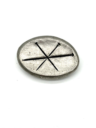 Vintage Todd Oldham 1994 Dreams Collection Oval Silver-Plated Nail Belt Buckle - Signed & Dated