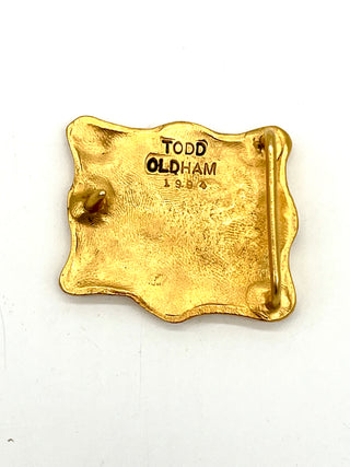 Vintage Todd Oldham 1994 24K Gold-Plated Snowman Belt Buckle - Signed & Dated