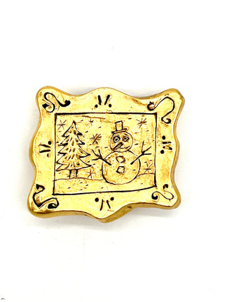 Vintage Todd Oldham 1994 24K Gold-Plated Snowman Belt Buckle - Signed & Dated