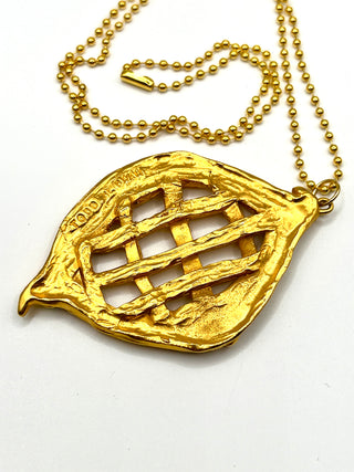 Fall 1996 24kt Gold Plated Lattice Charm With Swarovski Crystals