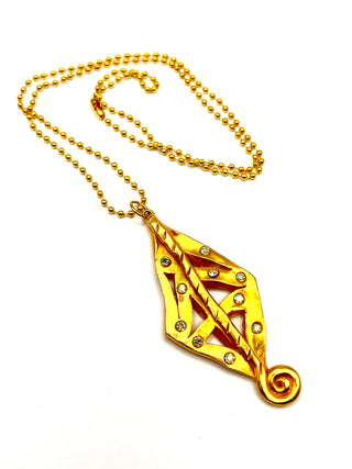 Fall 1996 Jeweled Leaf Charm 24kt Gold Plated With Swarovski Crystals