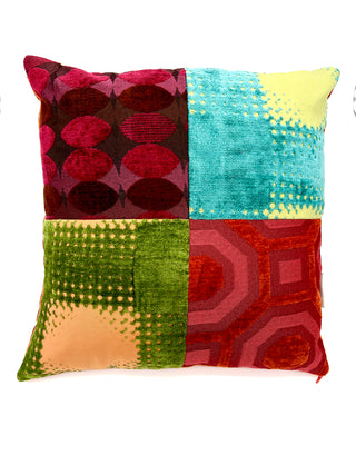 Vintage 1990s Limited Edition Todd Oldham Chenille Upholstery Patchwork Pillow 18"X17"