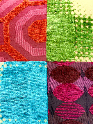 Vintage 1990s Limited Edition Todd Oldham Chenille Upholstery Patchwork Pillow 18"X17"