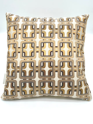 1990s Limited Edition Sand & Sea Patchwork Pillow With Metallic Geometric Back 18"x17"