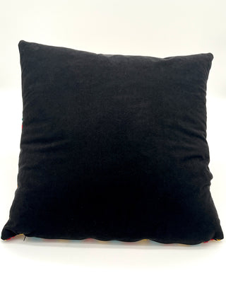 Spring 1993 Vintage Woven Mens Tie Fabric Pillow, Black Ultra Suede Back, Limited Edition