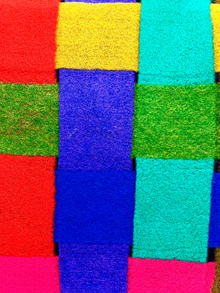 Fall 1991 Vintage LaMontage Felting Textile Pillow With Royal Blue Ultrasuede Back