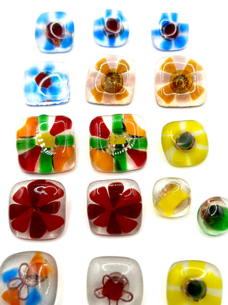 Todd Oldham 1990s Handmade Slumped Glass Buttons – Mixed Set of 18