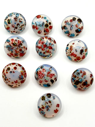 1990s Todd Oldham Glass Dome Multi Color Buttons Set of 10