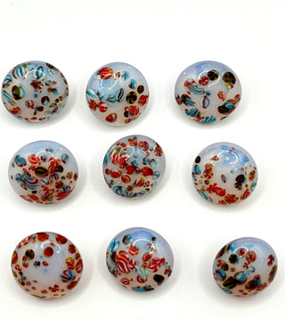 1990s Todd Oldham Glass Dome Multi Color Buttons Set of 10