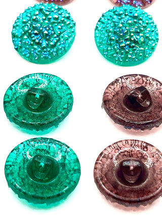 Todd Oldham 1990s Iridescent Glass Buttons – Set of 12, Two-Color Mix