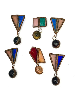 Set of Six Handmade Todd Oldham Archive Satined Glass Encased In Copper Buttons