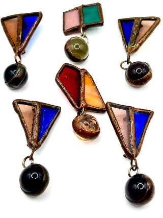 Set of Six Handmade Todd Oldham Archive Satined Glass Encased In Copper Buttons