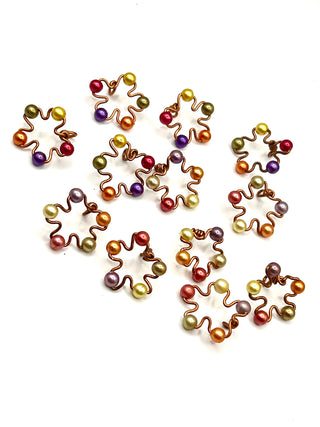 1990's Todd Oldham Vintage Copper Wire And Dyed Pearl Buttons Set of 12