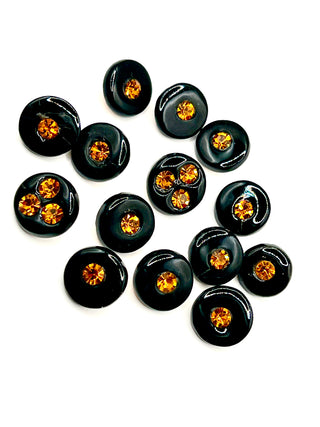 Todd Oldham 1990's Archive Handmade Porcelain Buttons With Amber Crystals