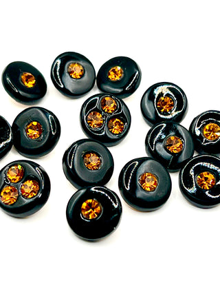 Todd Oldham 1990's Archive Handmade Porcelain Buttons With Amber Crystals