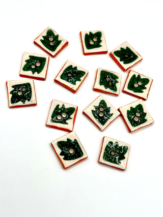 Todd Oldham Archive Hand Painted Leaf Porcelain Buttons