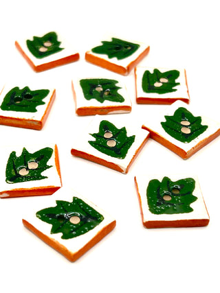 Todd Oldham Archive Hand Painted Leaf Porcelain Buttons