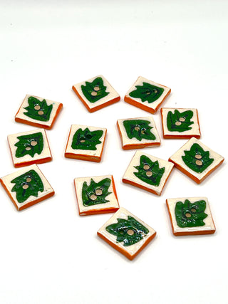 Todd Oldham Archive Hand Painted Leaf Porcelain Buttons
