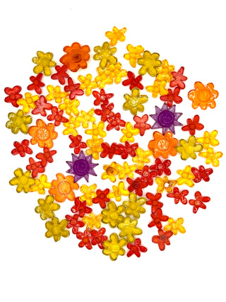 Vintage 1990's Hand Cut Lucite Flower Shaped Object Grab Bag Of 80 Count