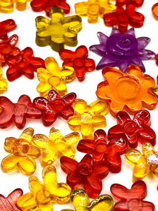 Vintage 1990's Hand Cut Lucite Flower Shaped Object Grab Bag Of 80 Count