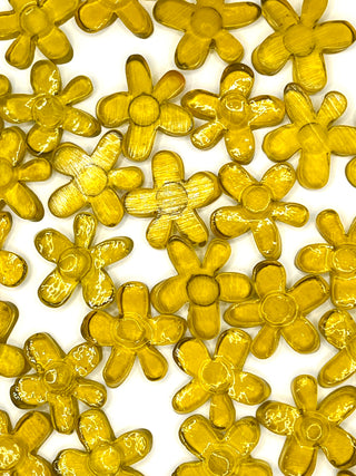 Vintage 1990s Hand-Cut Lucite Flower Shapes – Bright Chartreuse Grab Bag – 34 Count