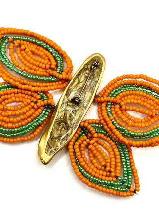 Todd Oldham Spring 1993 Runway Butterfly Brooch – 24kt Gold Plated with Handmade Glass Beaded Wings & Swarovski Crystals