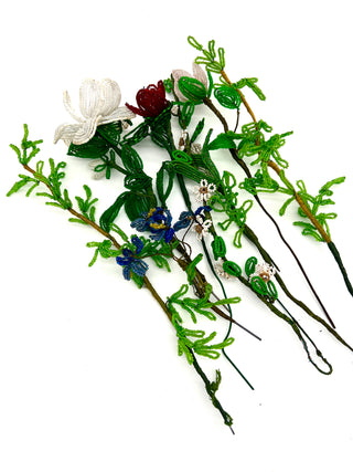 “Wild Flower Lawn” Antique Glass Beaded Flower Assortment Bouquet