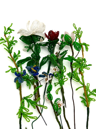 “Wild Flower Lawn” Antique Glass Beaded Flower Assortment Bouquet