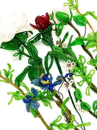 “Wild Flower Lawn” Antique Glass Beaded Flower Assortment Bouquet