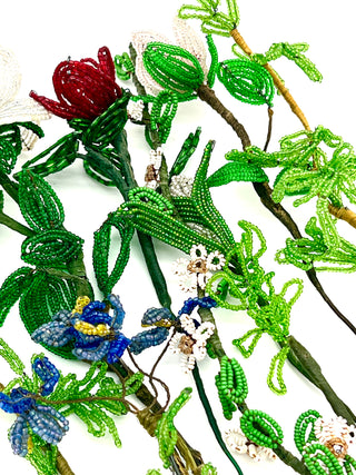 “Wild Flower Lawn” Antique Glass Beaded Flower Assortment Bouquet