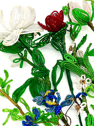“Wild Flower Lawn” Antique Glass Beaded Flower Assortment Bouquet