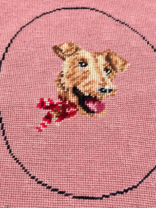 Vintage Needlepoint Terrier Puppy Dog – Todd Oldham Studio Collection – 13.5 x 12.0 Inches