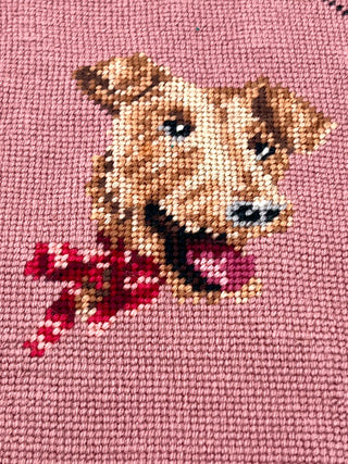 Vintage Needlepoint Terrier Puppy Dog – Todd Oldham Studio Collection – 13.5 x 12.0 Inches