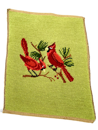 Vintage Cardinal Couple Needlepoint Panel – Todd Oldham Studio Collection – 10.5 x 13.5 Inches