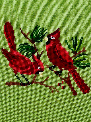 Vintage Cardinal Couple Needlepoint Panel – Todd Oldham Studio Collection – 10.5 x 13.5 Inches