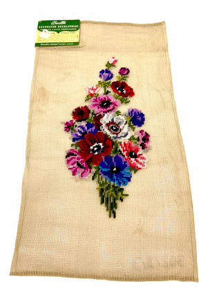 Vintage Bucilla Floral Needlepoint Canvas — Bright Bouquet of Anemone-Style Flowers| Todd Oldham Studio Collection