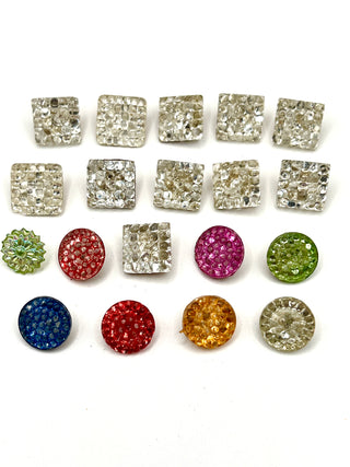 Vintage Textured Glass Buttons, Dimpled Surface Set of 19