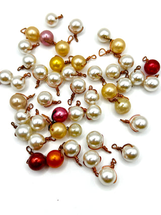 Vintage Todd Oldham Handmade Pearl Buttons With Copper Wire Loops  Set of 46