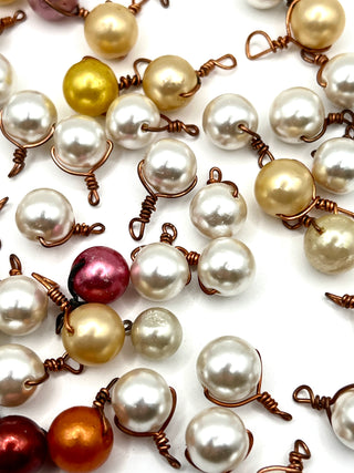 Vintage Todd Oldham Handmade Pearl Buttons With Copper Wire Loops  Set of 46