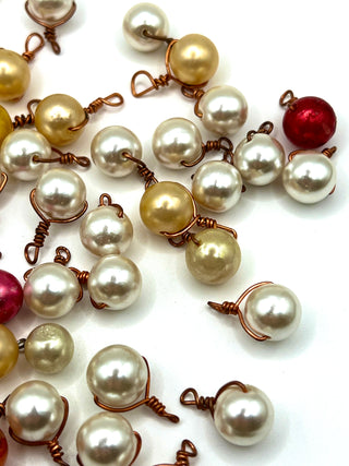 Vintage Todd Oldham Handmade Pearl Buttons With Copper Wire Loops  Set of 46
