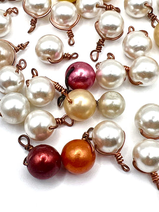 Vintage Todd Oldham Handmade Pearl Buttons With Copper Wire Loops  Set of 46