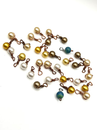 30 Vintage Todd Oldham Handmade Mini Pearl Buttons With Copper Wire