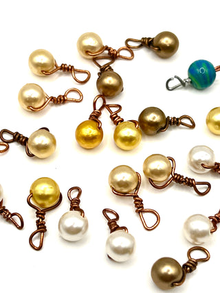30 Vintage Todd Oldham Handmade Mini Pearl Buttons With Copper Wire