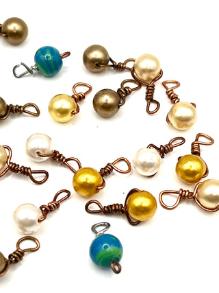 30 Vintage Todd Oldham Handmade Mini Pearl Buttons With Copper Wire