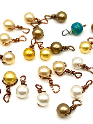 30 Vintage Todd Oldham Handmade Mini Pearl Buttons With Copper Wire