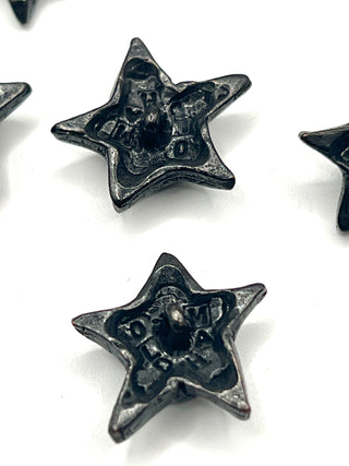 Set of 14 Signed Todd Oldham Bright Star Buttons – 1990s Ebonized Silver-Plated Buttons with Multicolored Swarovski Crystals
